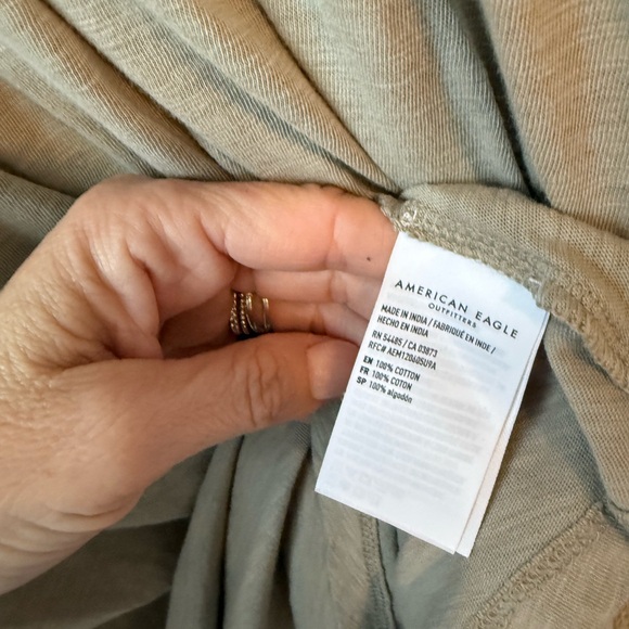 American Eagle Outfitters Sage Green tiered midi Dress size large - Picture 6 of 12